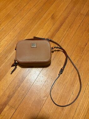 Dooney & Bourke Brown Pebbled Leather Camera Bag with Adjustable Strap